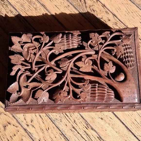 Intricately Carved Wooden Box